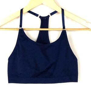 Fabletics Bra Racerback Sports  Blue w/Raised Black Stripe, size S